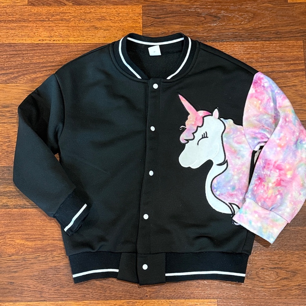 3/$12 SHEIN Black and White Knit Bomber Jacket (6Y)